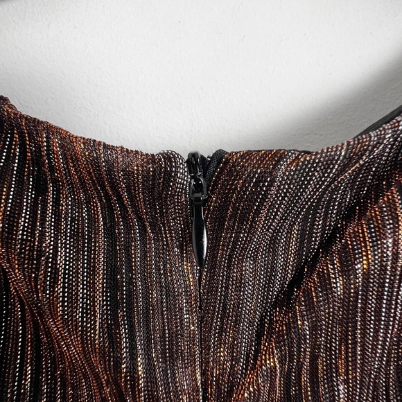 Black Tape Women's M Brown V-Neck Chiffon Leg Slit Surplice Tiered Maxi Dress - Picture 9 of 13